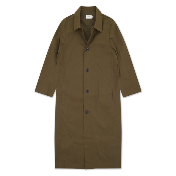 Men's Dry Waxed Duster Coat in Khaki Brown