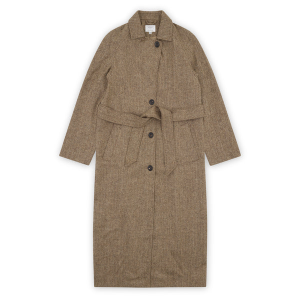 Light Woollen Coat in Herringbone