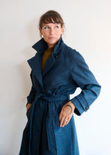 Woollen Coat in Blue Marl
