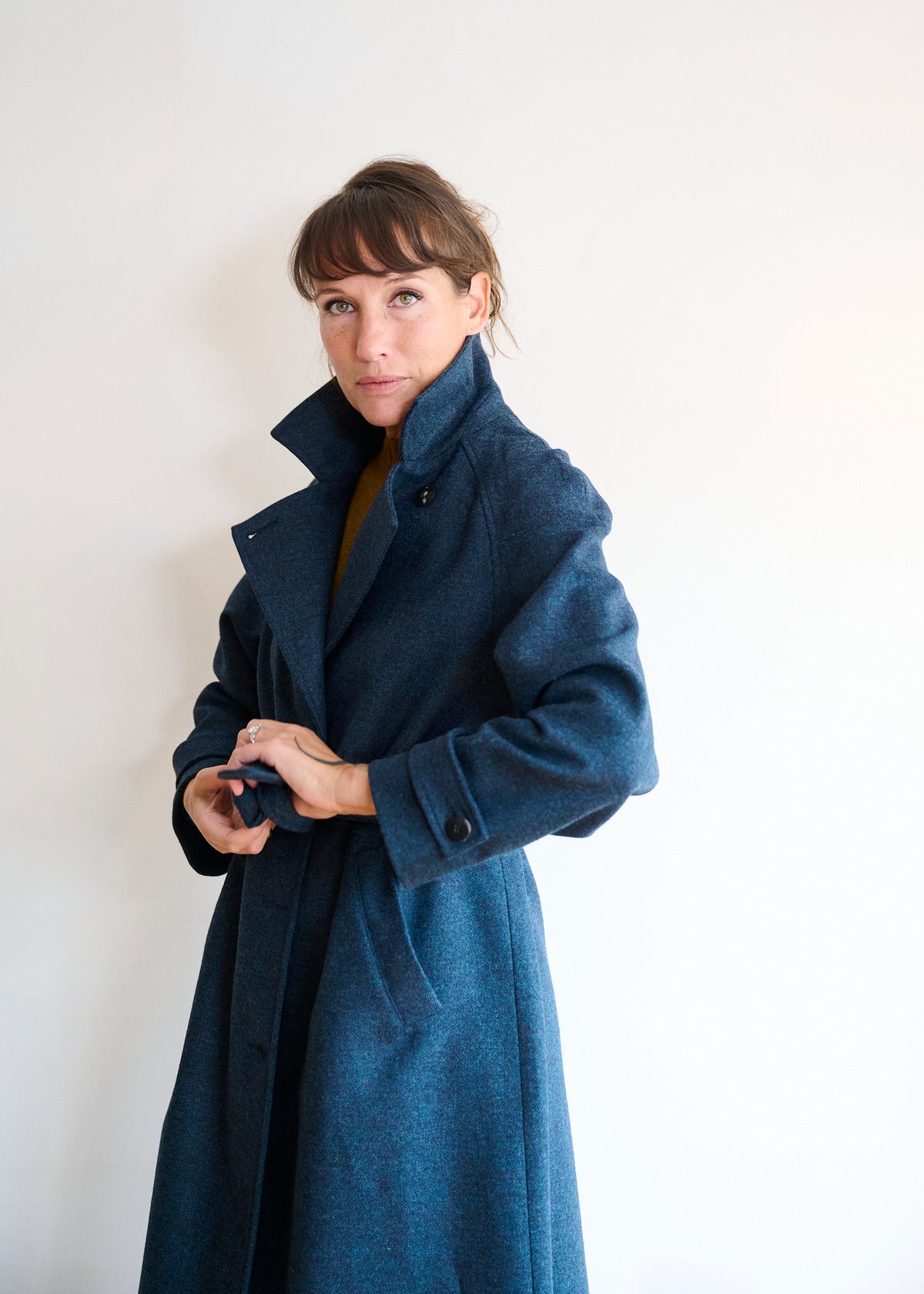 Woollen Coat in Blue Marl