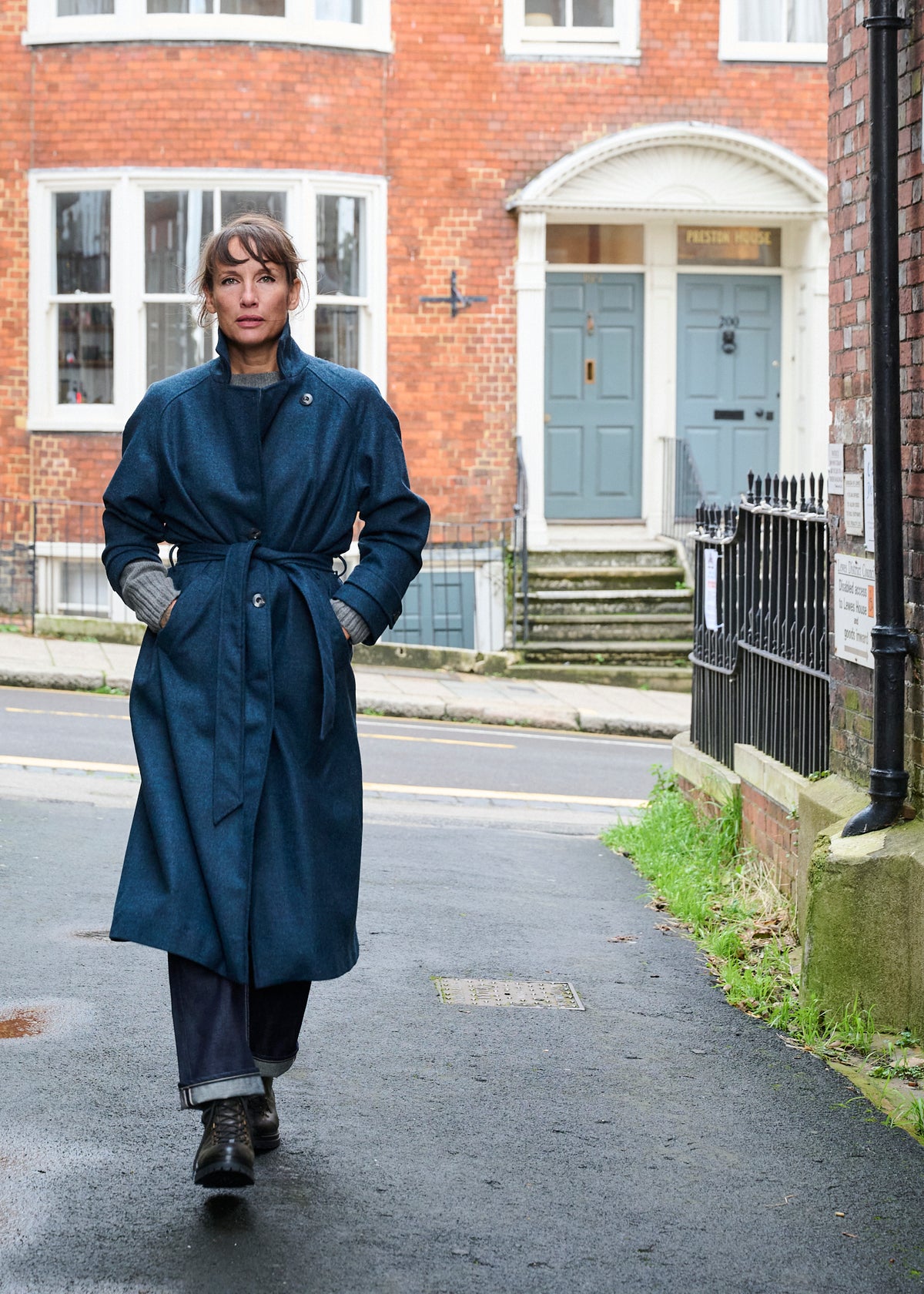 Woollen Coat in Blue Marl