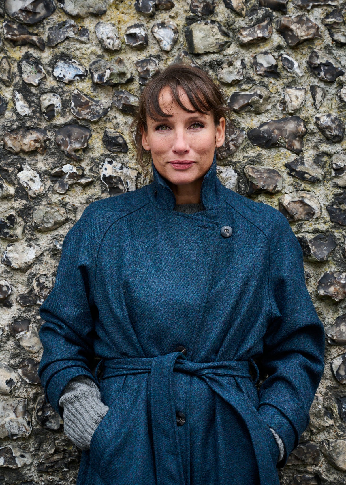 Woollen Coat in Blue Marl