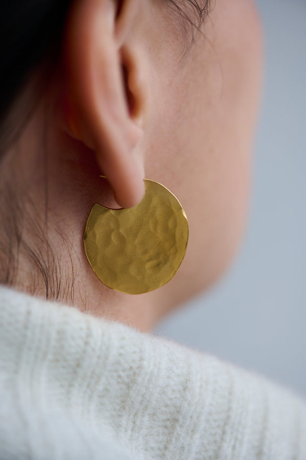 Gold Vermeil Hammered Disc Earrings