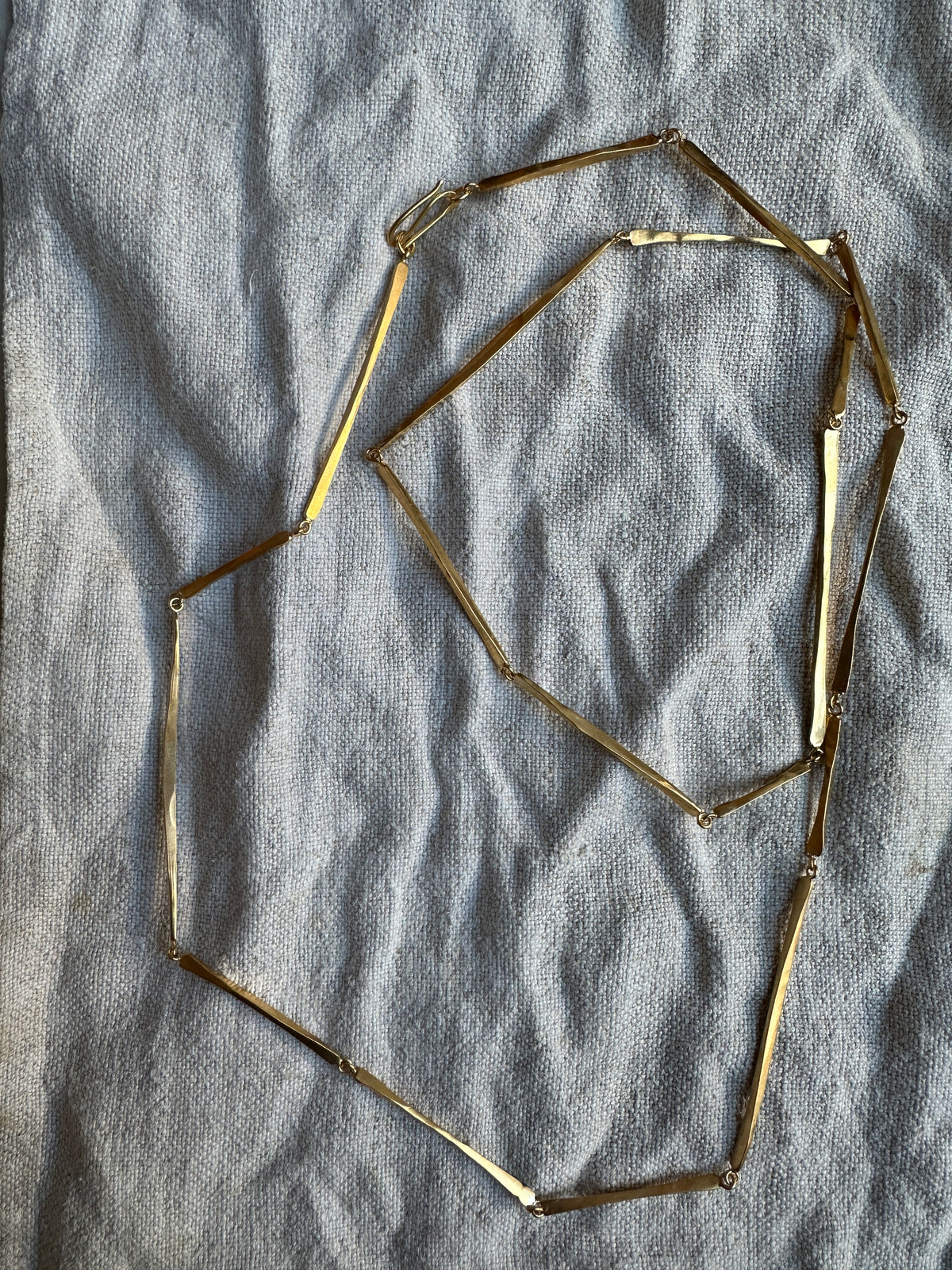 Gold Vermeil long hammered linear necklace