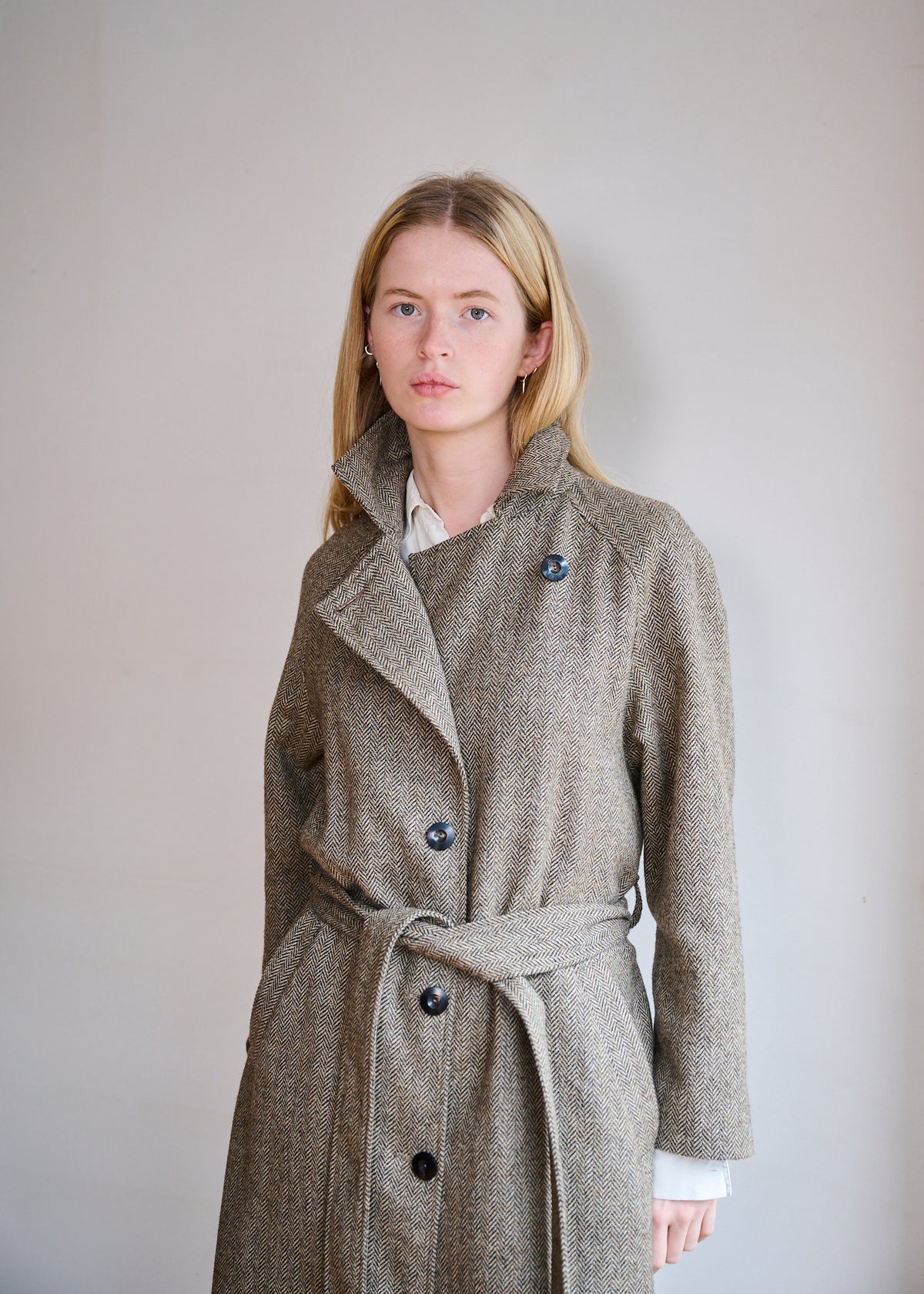 Herringbone wool coat