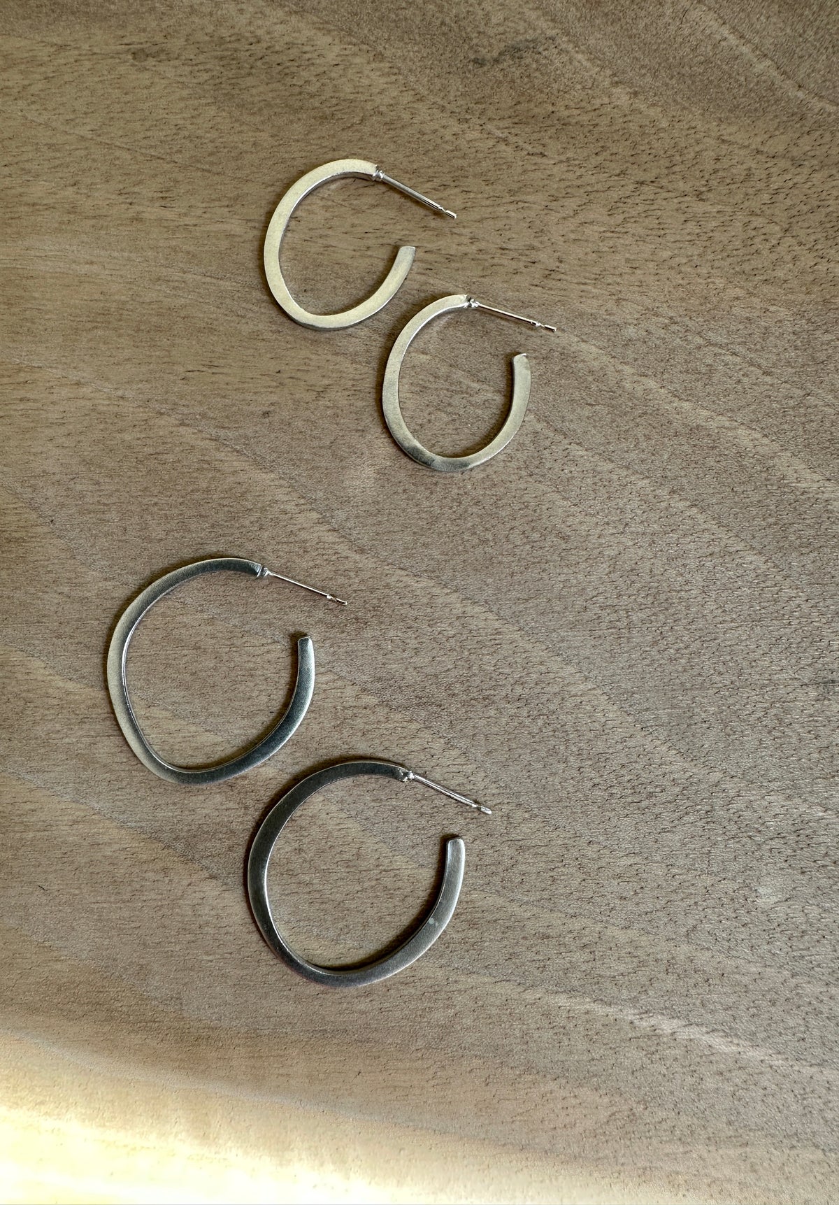 Silver Oval Hoop Earrings