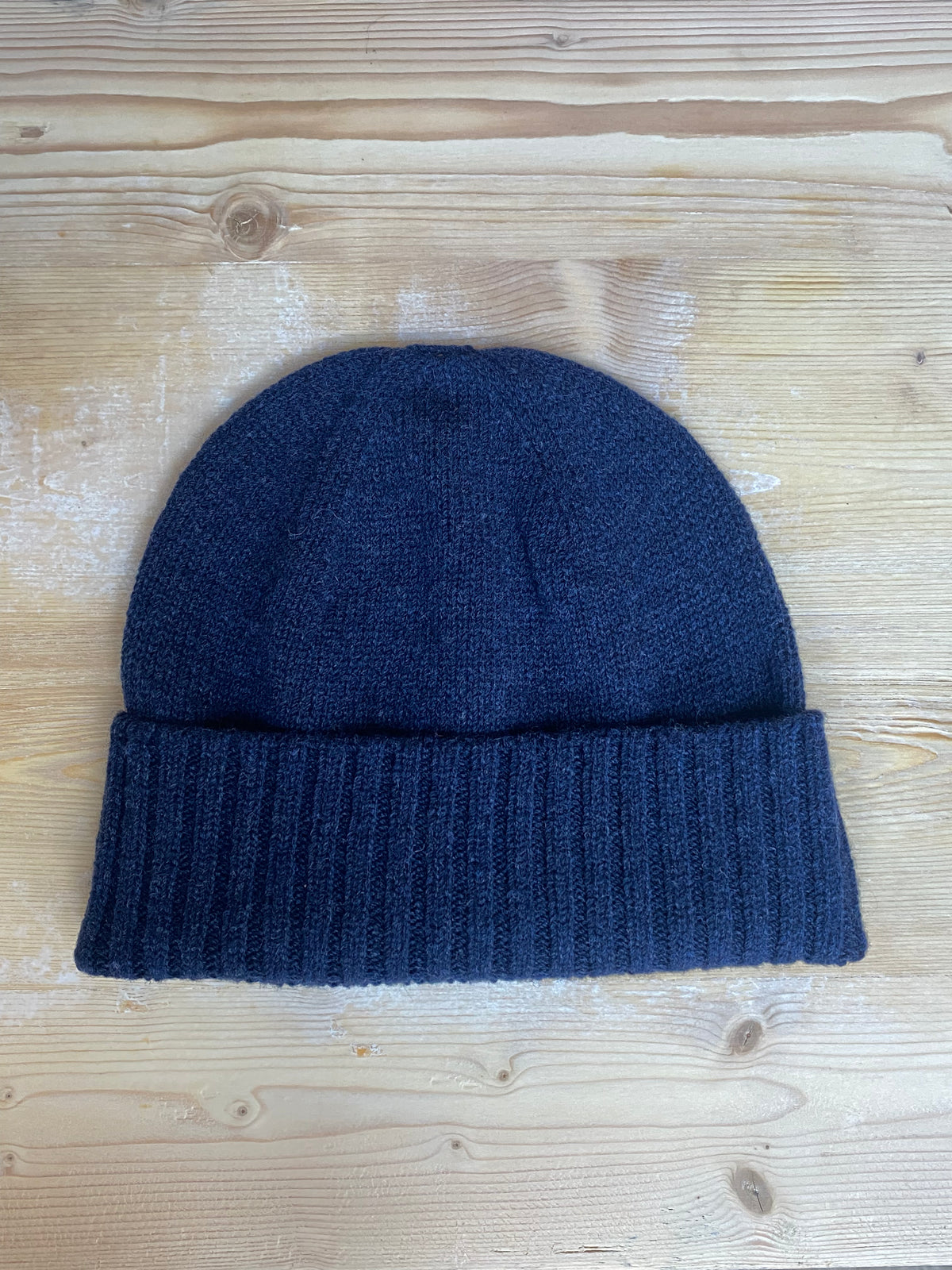 Plain Knit Beanie Hat with Cashmere
