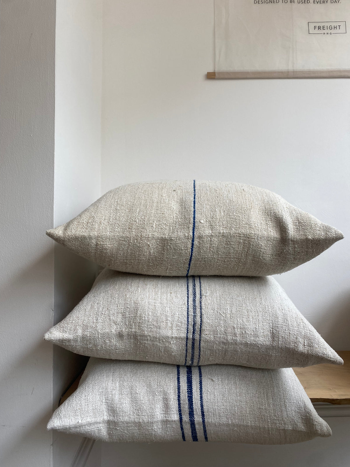 Linen Cushions with Blue Stripe