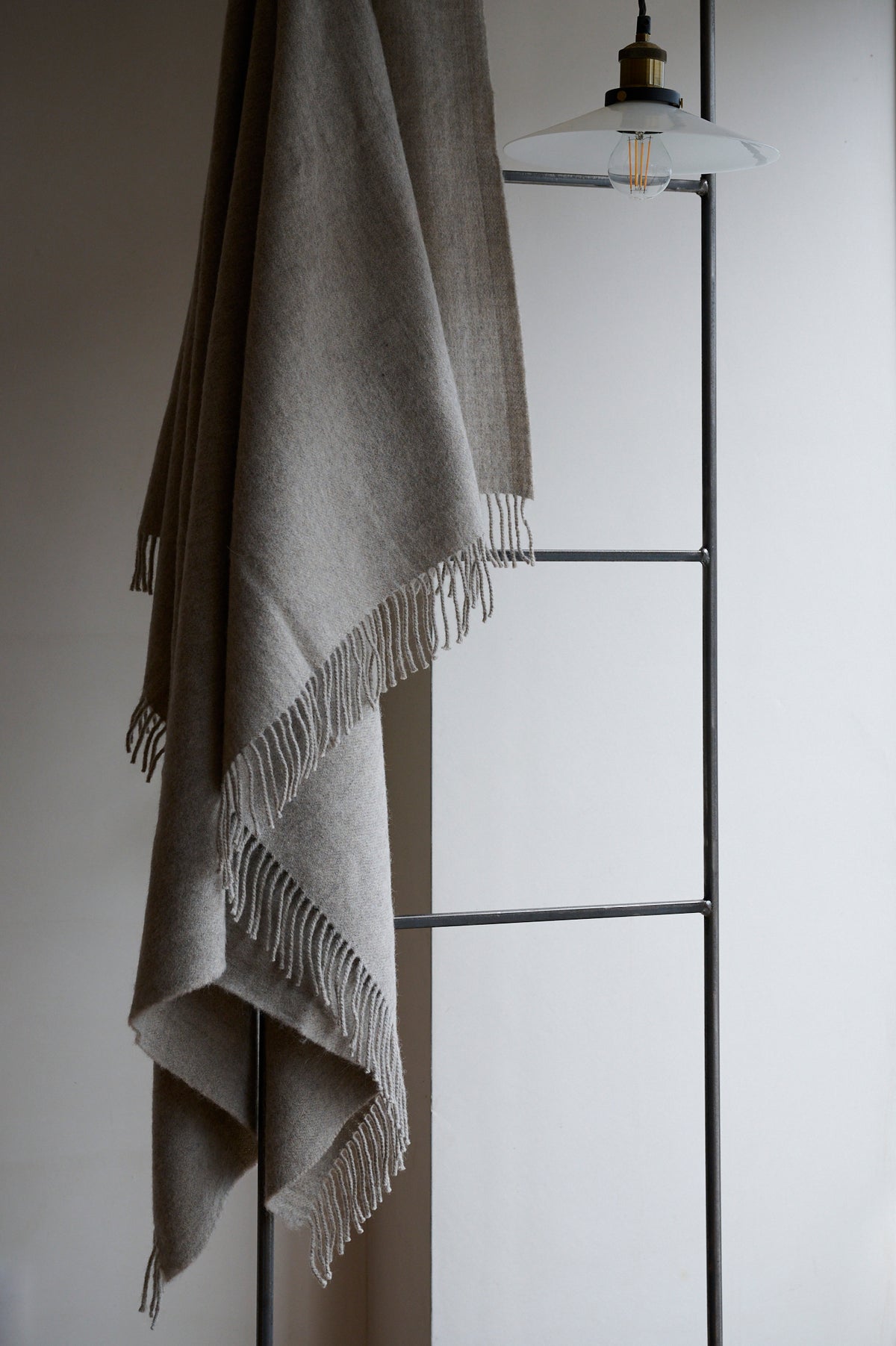 Undyed British Alpaca Blanket in Mid Grey
