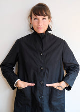 Women's Dry Waxed Duster Coat in Black