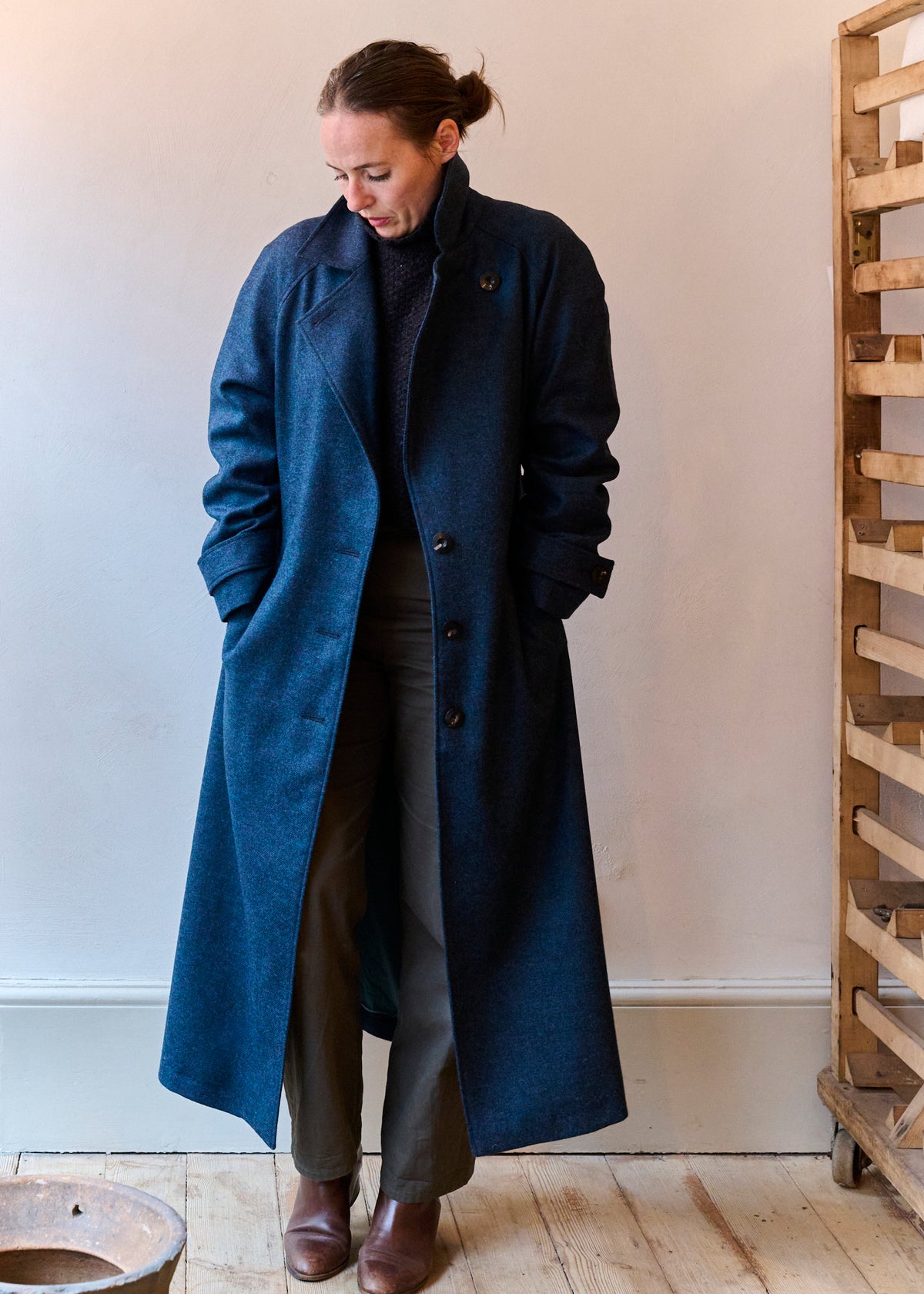 Woollen Coat in Blue Marl