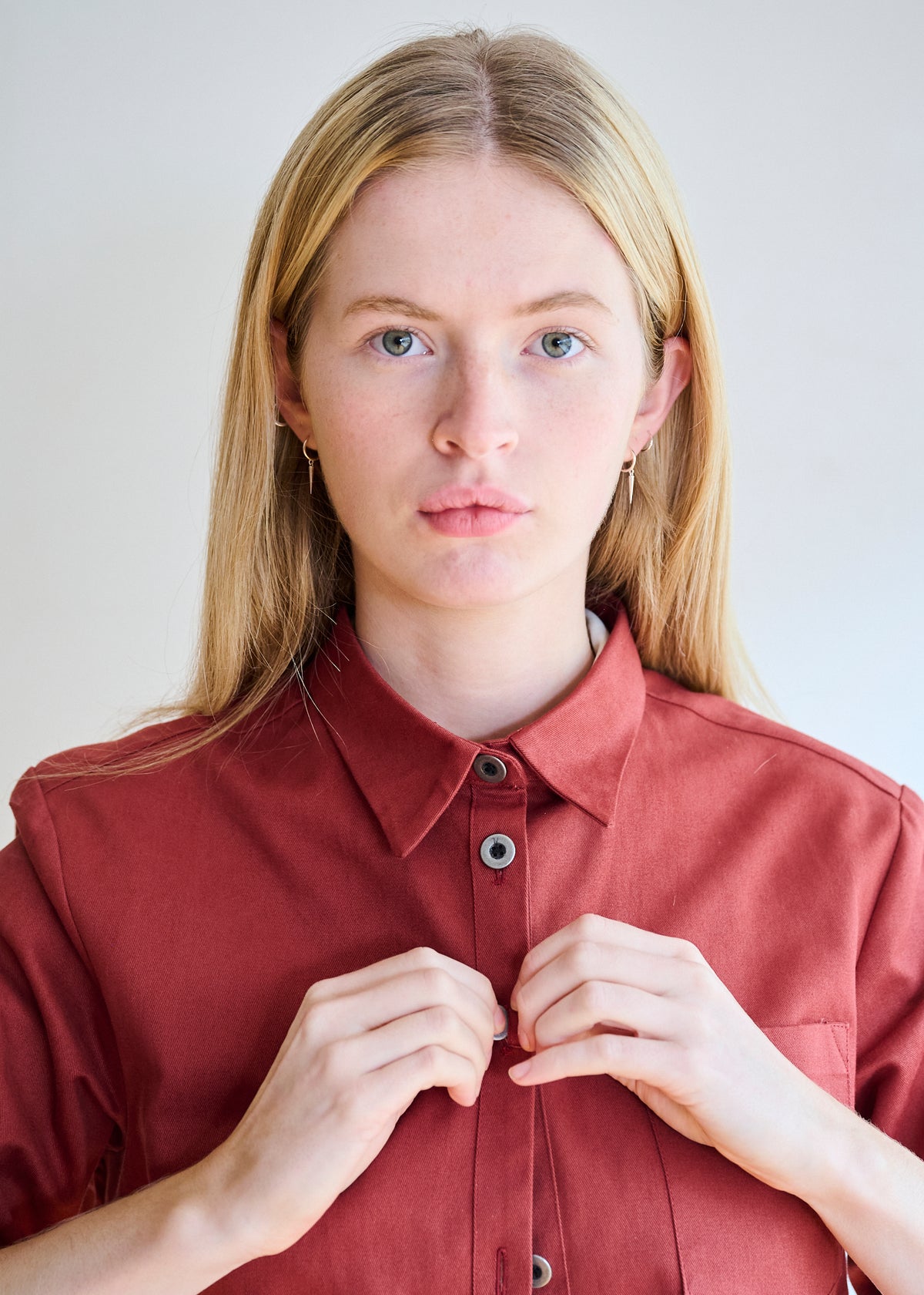 Cotton Drill Jacket in Awning Red