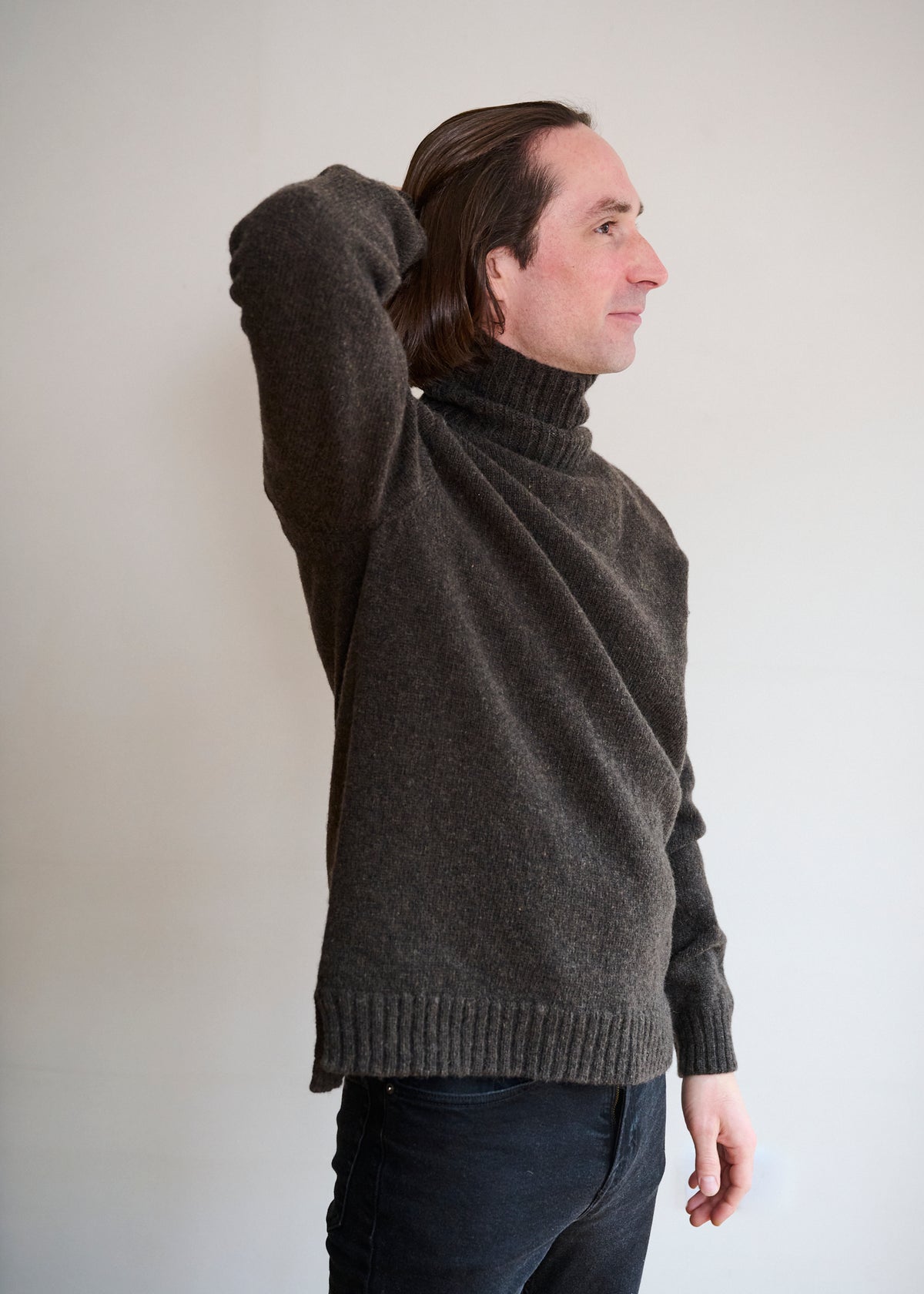 Men's Roll Neck Lambswool Plain Knit Jumper