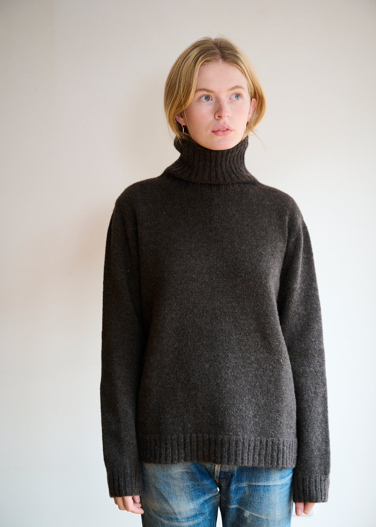 Men's Roll Neck Lambswool Plain Knit Jumper