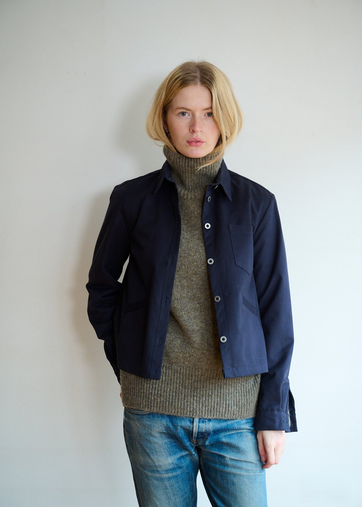 Cotton Drill Jacket in Navy