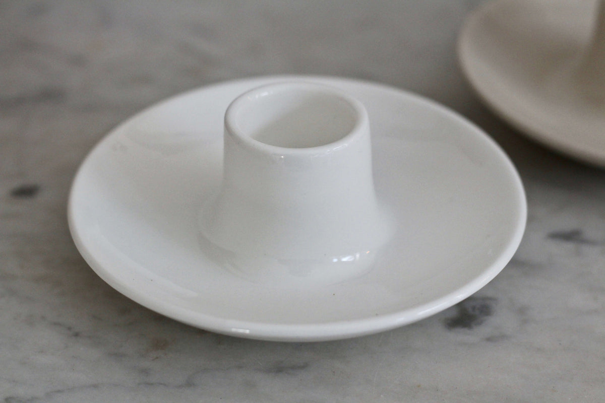 Glazed Bone China Candle Holder in White