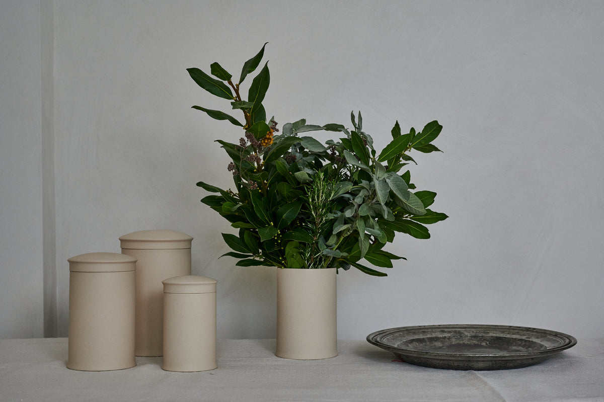 Stoneware pottery storage jars