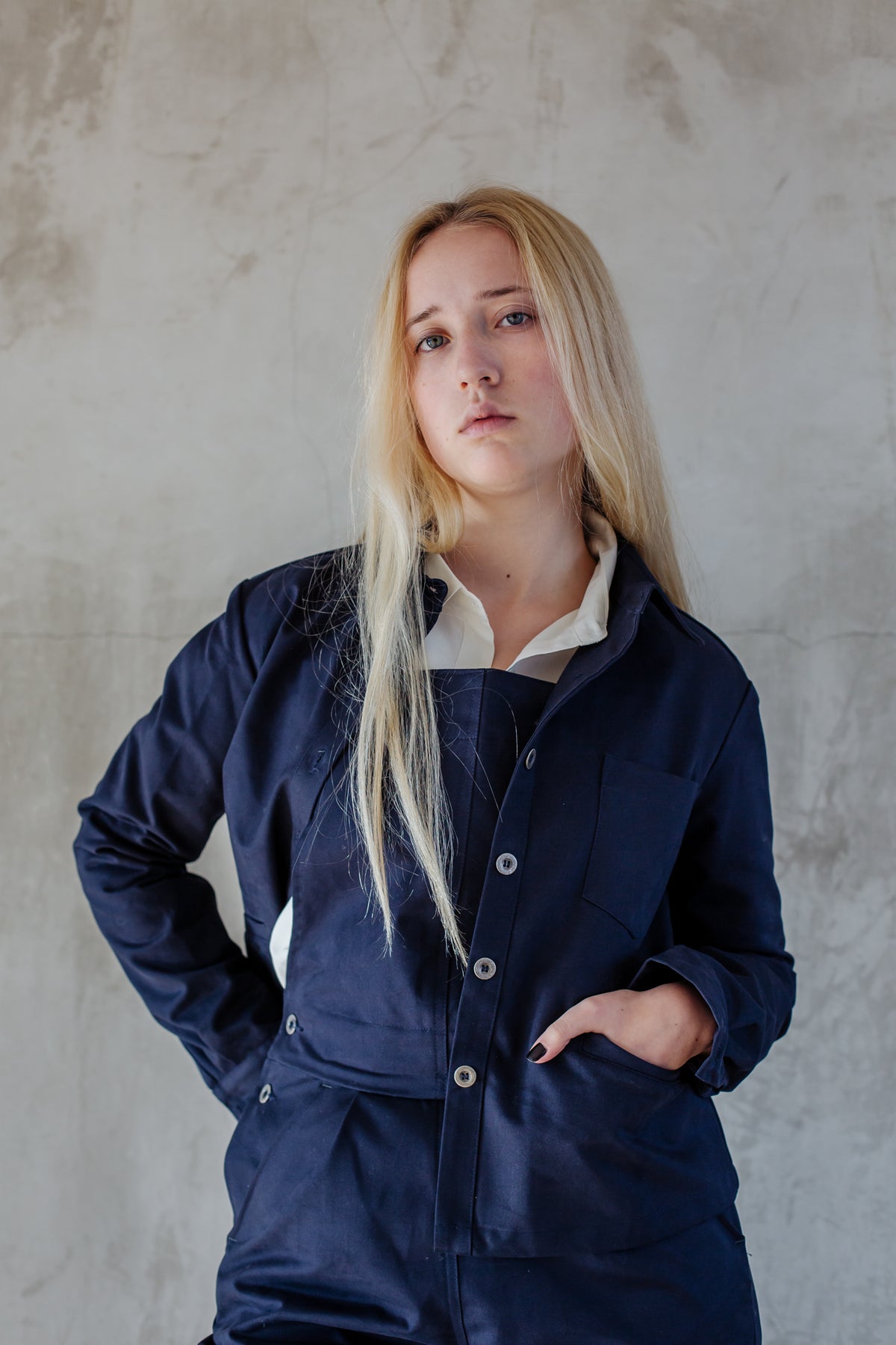 Cotton Drill Jacket in Navy