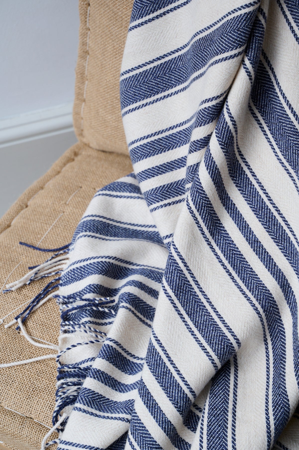 Super soft striped indigo blanket