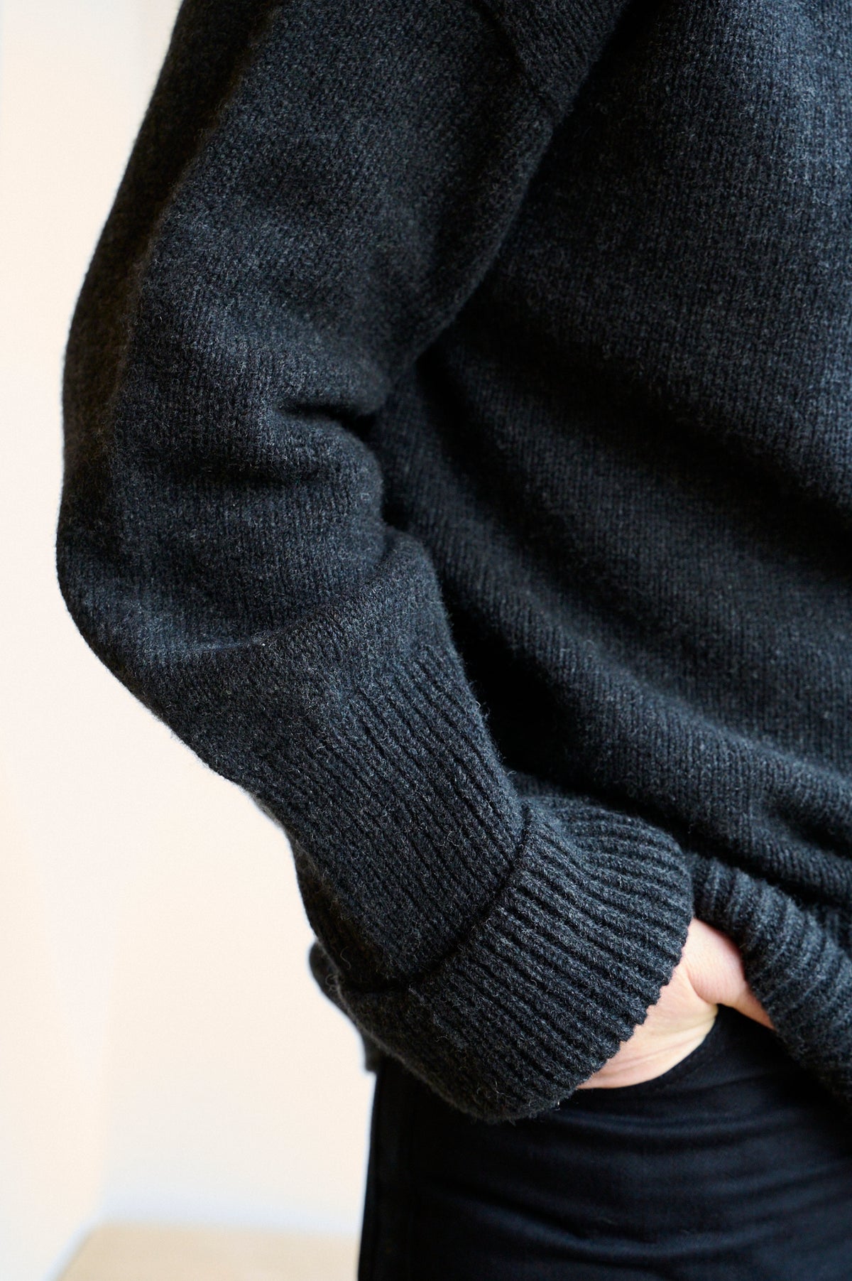 Charcoal jumper sleeve detail