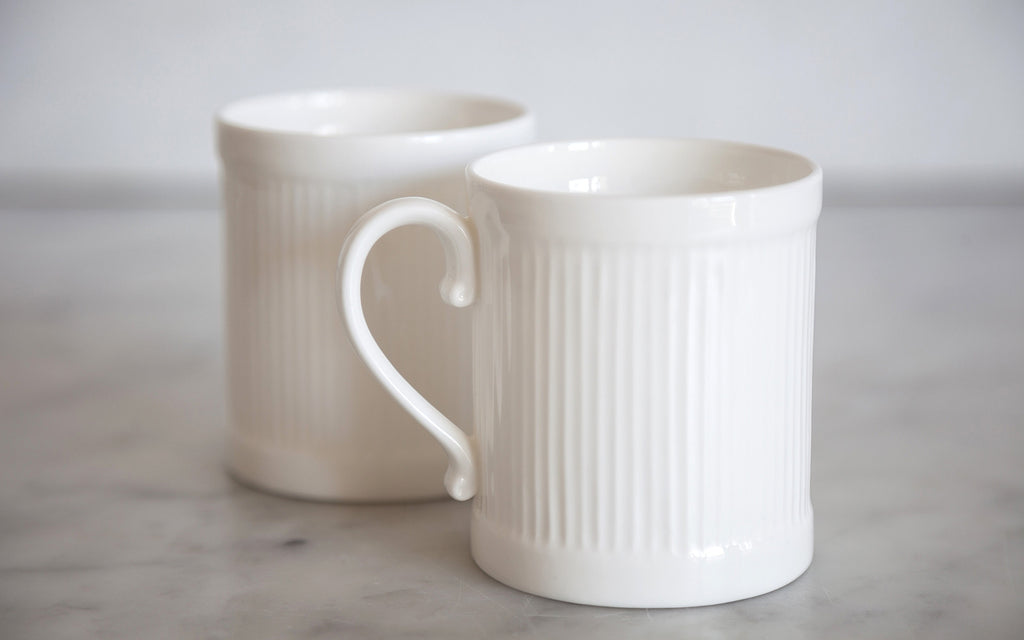 White Bone China Coffee Mug by Freight. Made in Stoke on Trent.