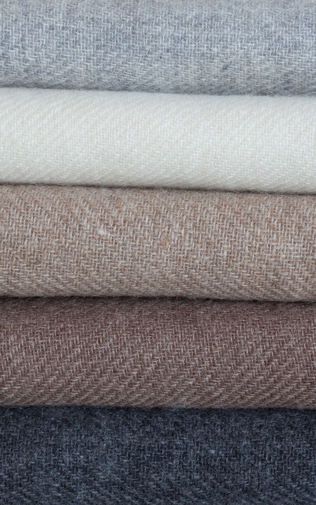 Pale Grey/Cream/Faun/Brown/Charcoal Cashmere scarves in natural undyed colours