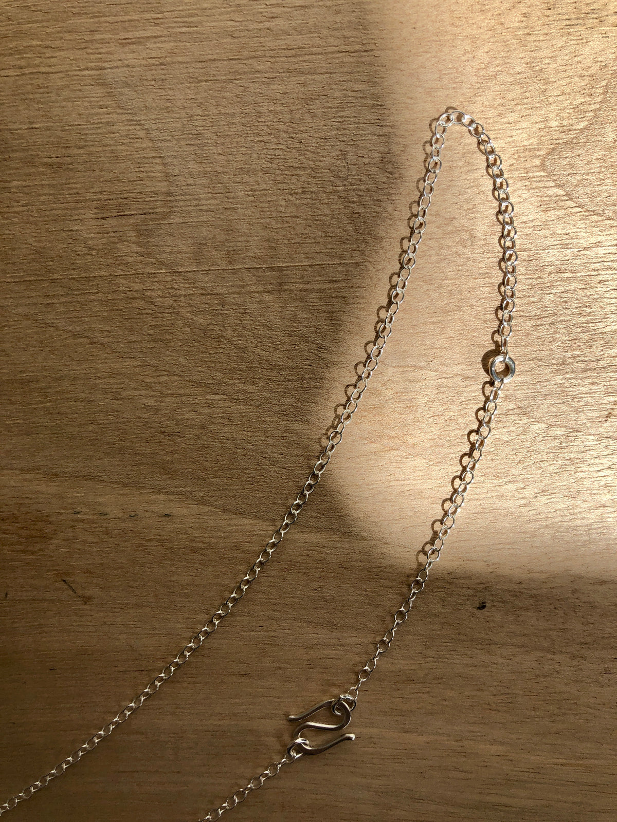 Silver chain with S-hook necklace fastening