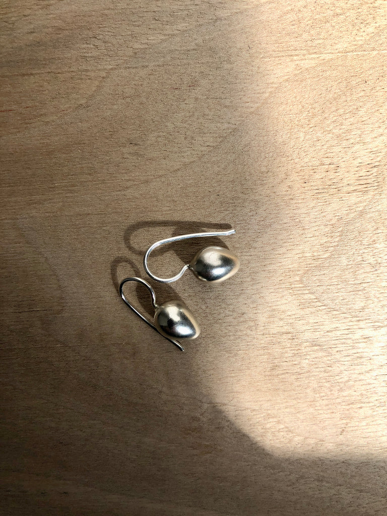 Silver egg earrings