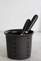 Cutlery Drainer in Black Stoneware