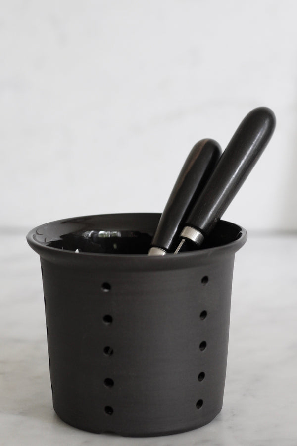 Cutlery Drainer in Black Stoneware