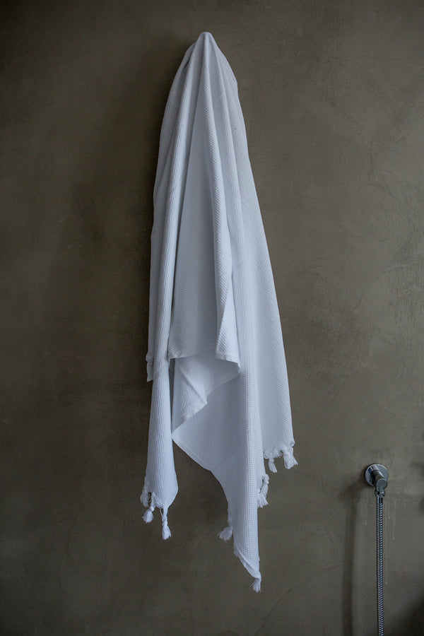 Hand-Loomed Towels in White