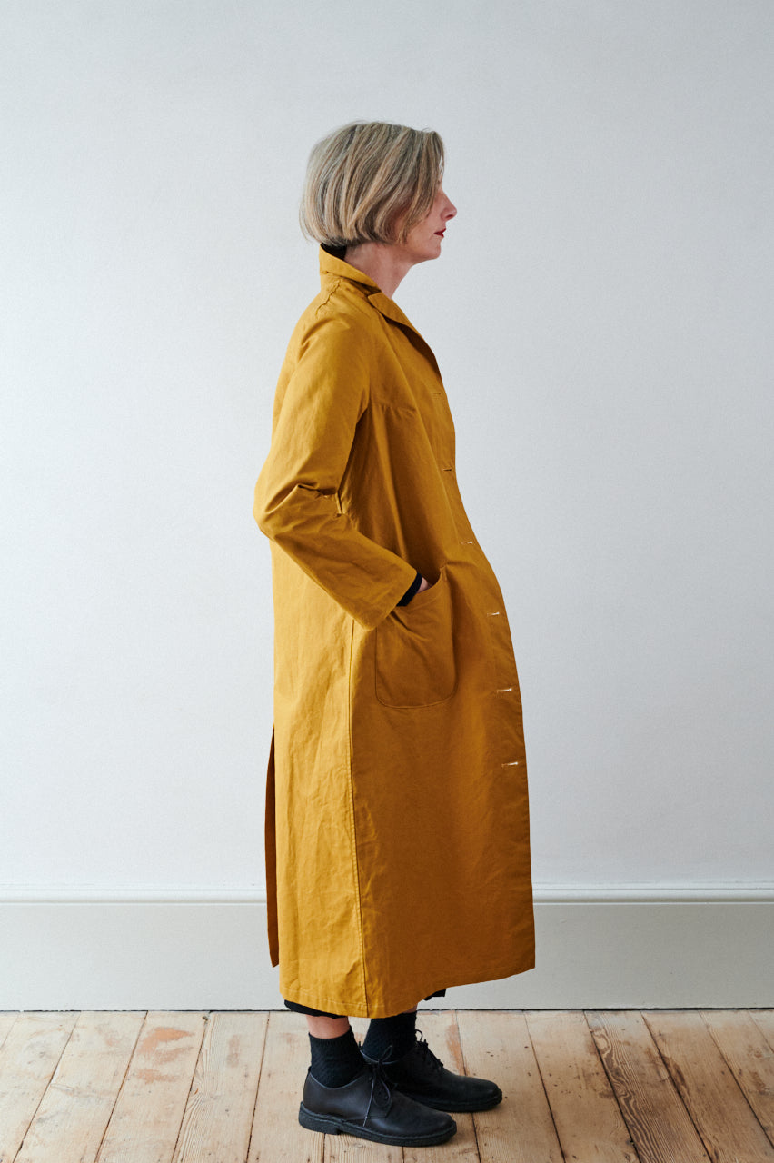 Women's Dry Waxed Duster Coat in Cumin