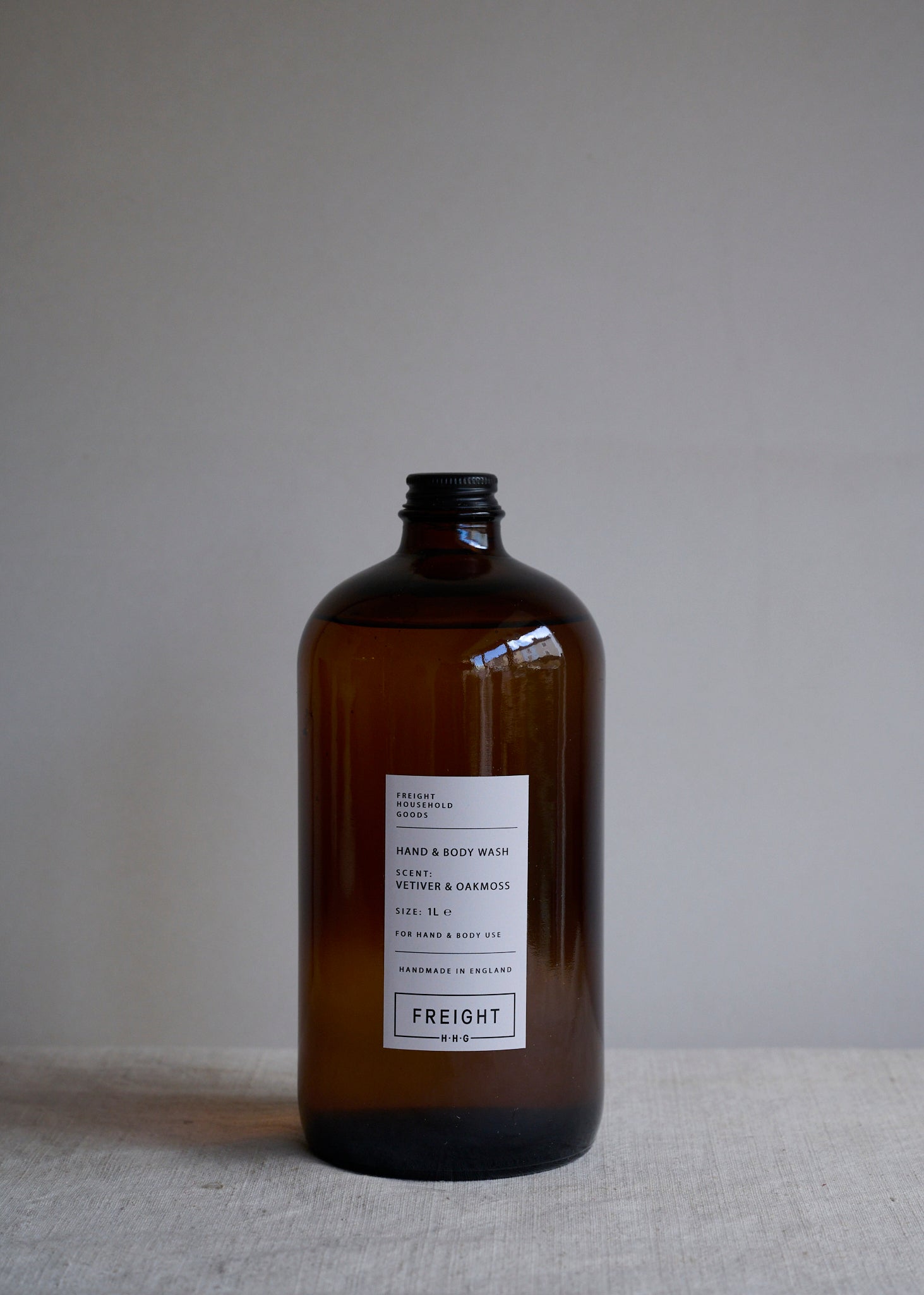 Vetiver + Amber Gel Hand Soap, 12 fl oz Reusable Black Bottle