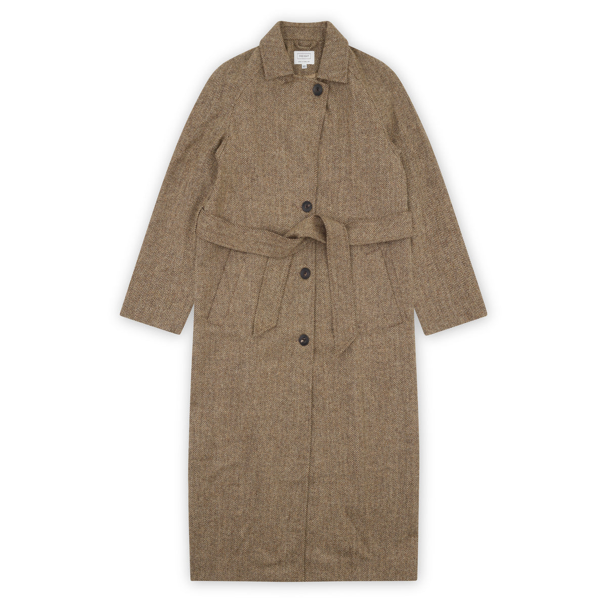 Light Woollen Coat in Herringbone
