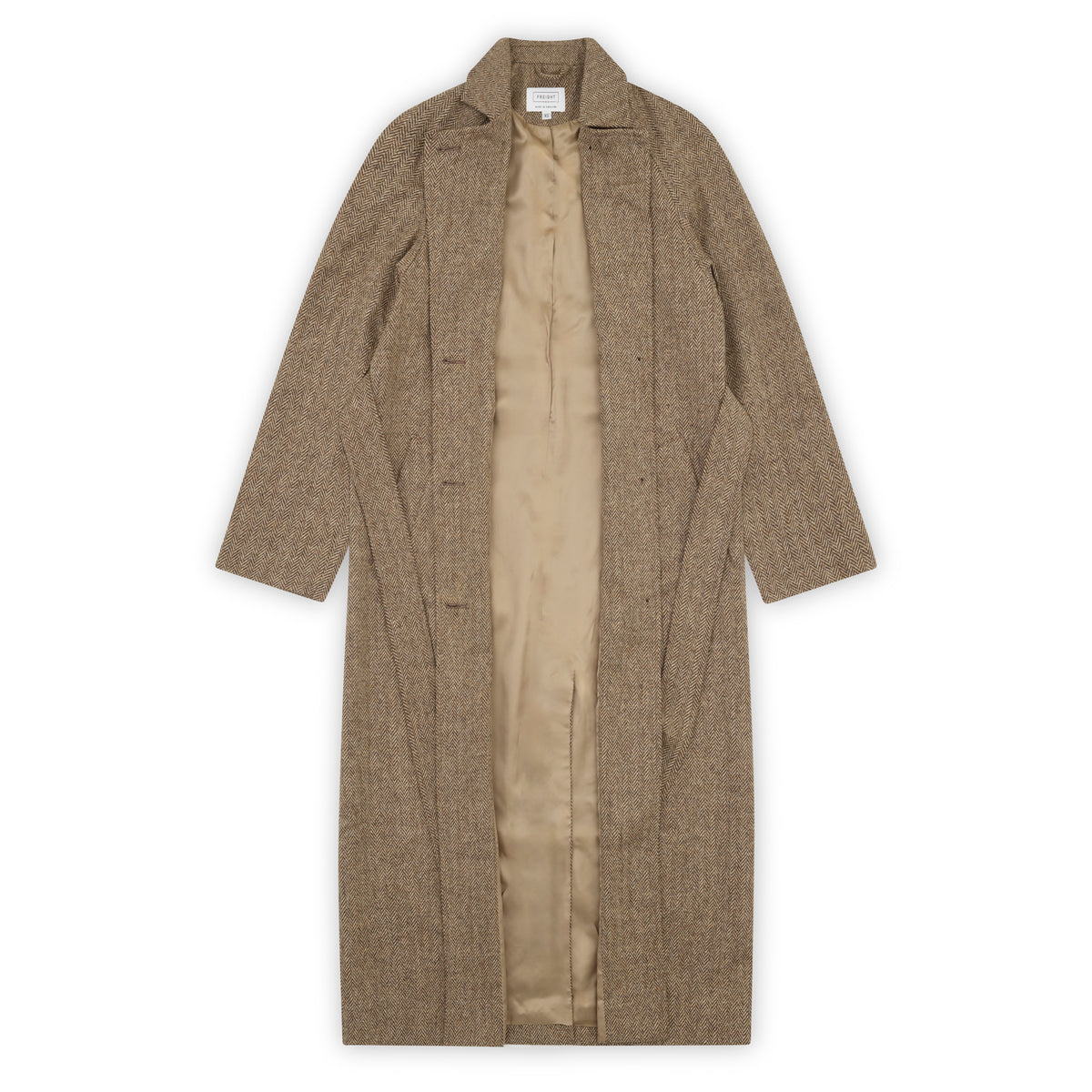 Light Woollen Coat in Herringbone