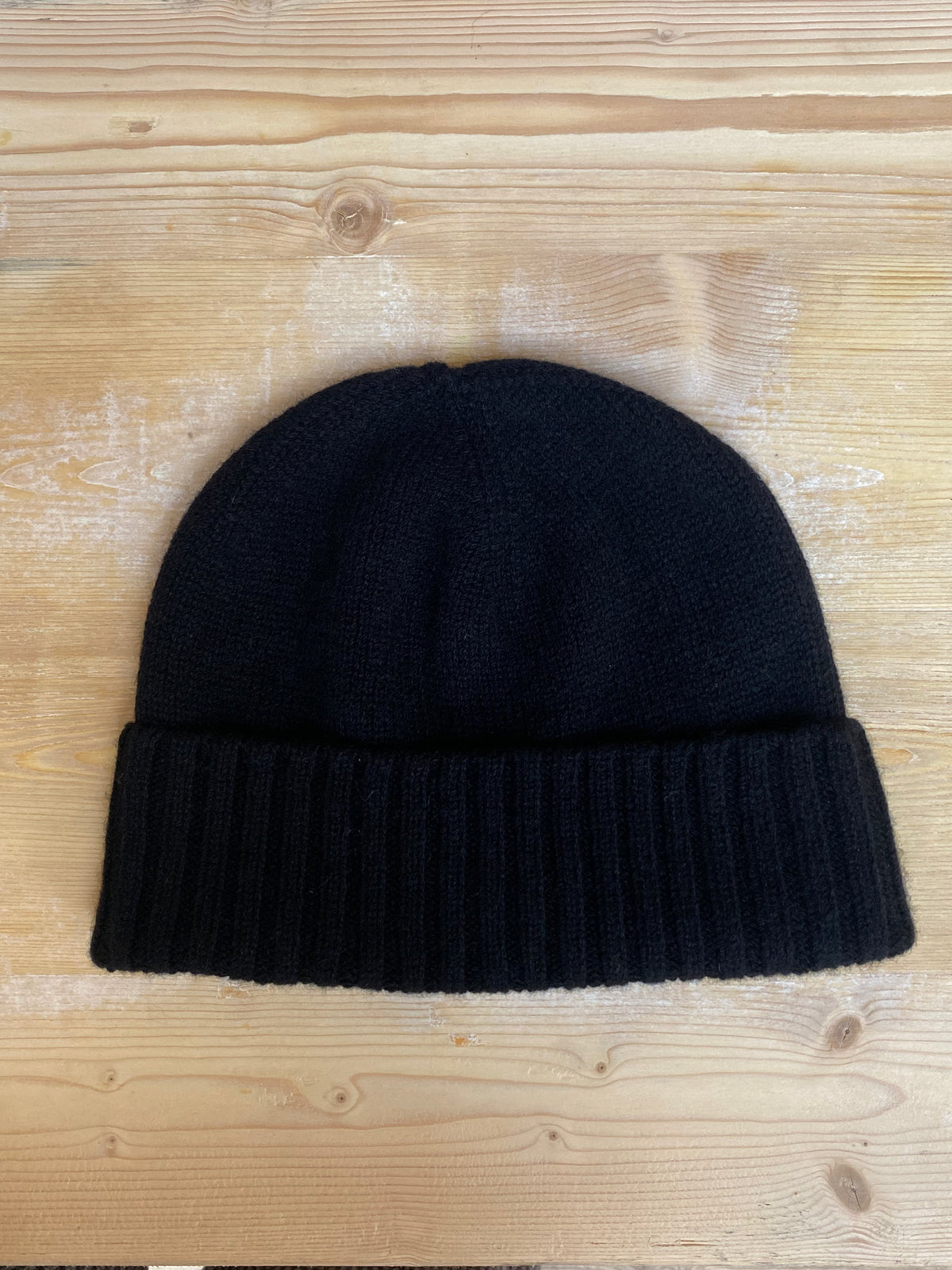 Plain Knit Beanie Hat with Cashmere