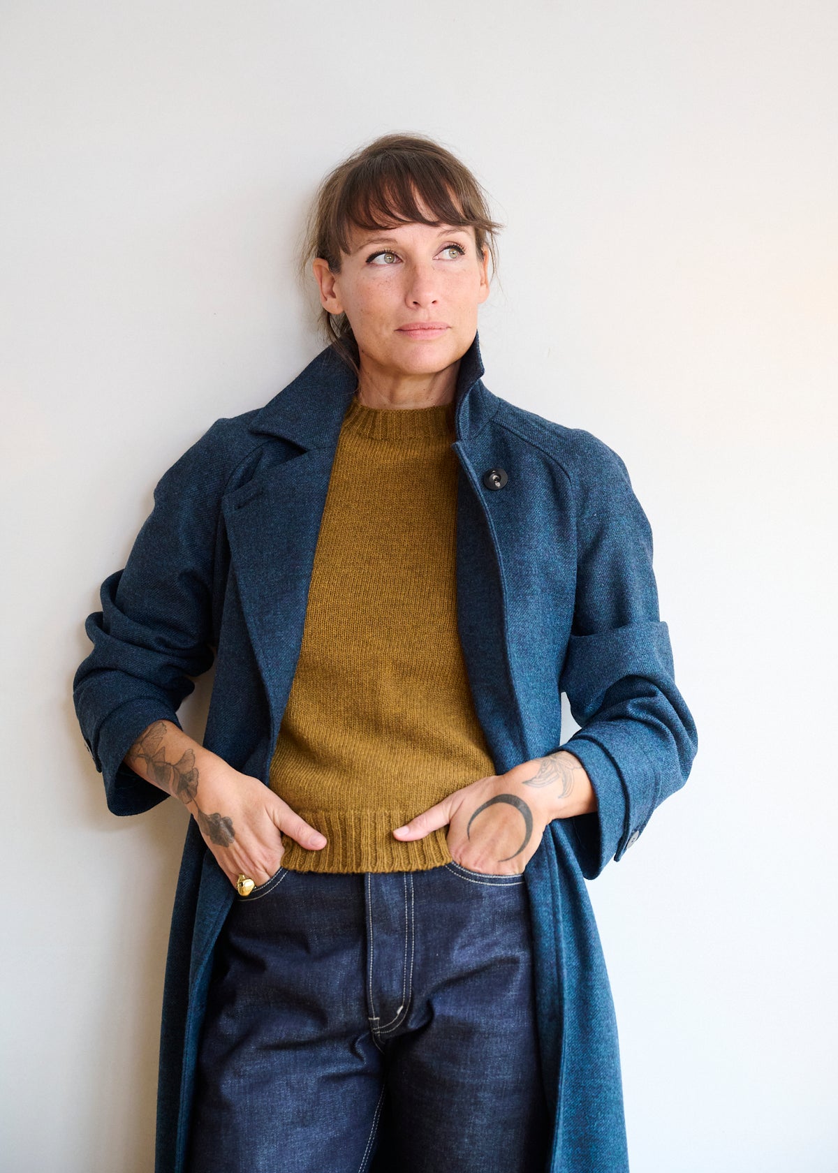 Woollen Coat in Blue Marl