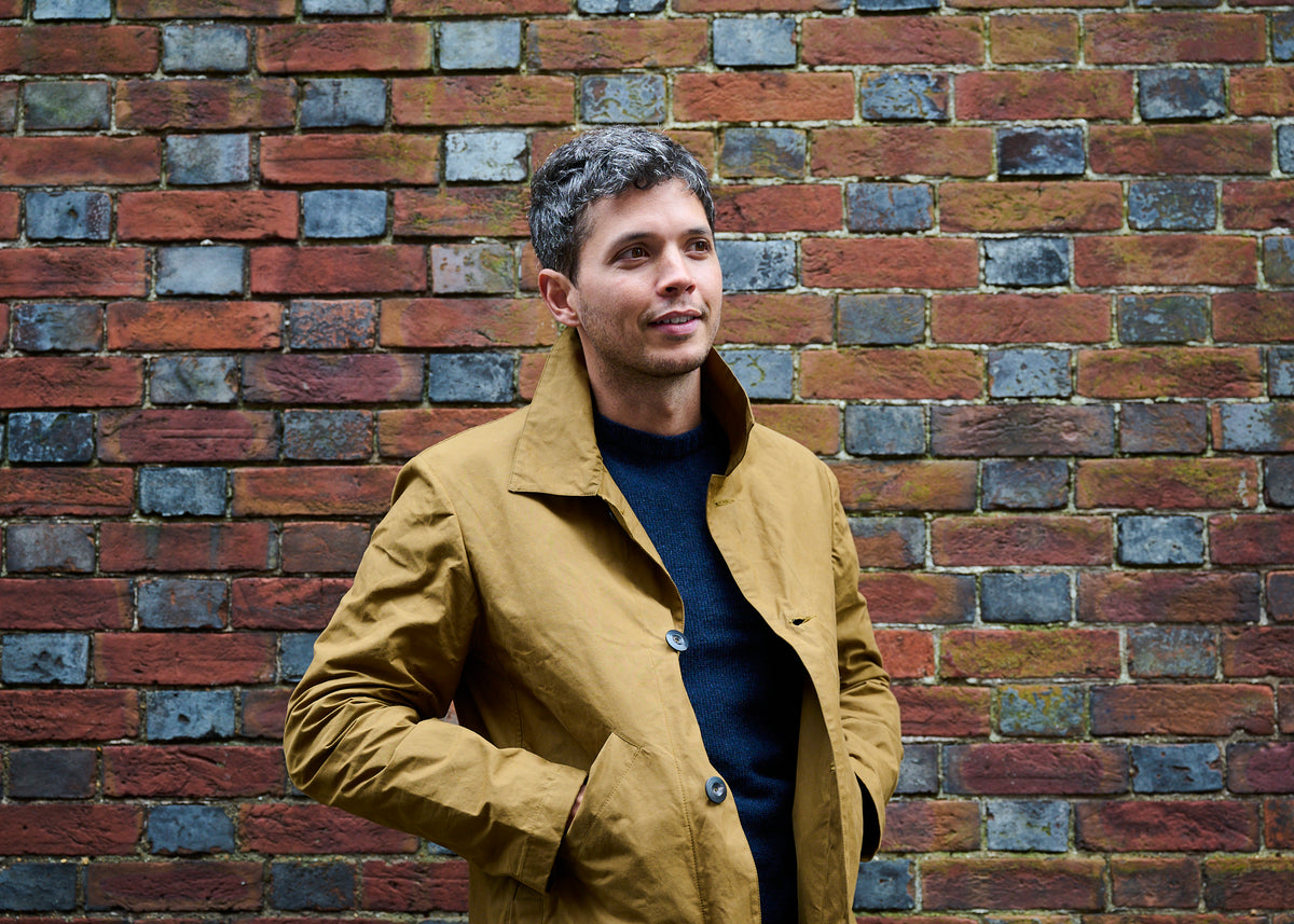 Men's Dry Waxed Duster Coat in Breen