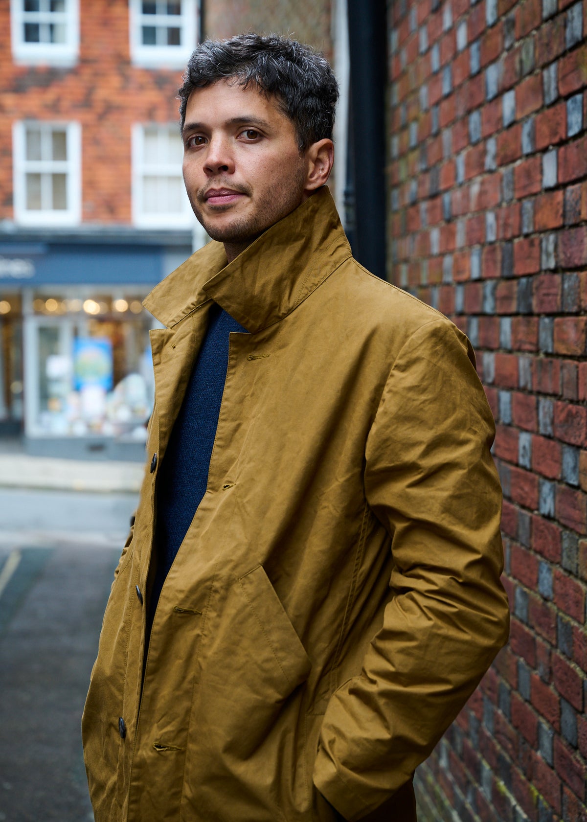 Men's Dry Waxed Duster Coat in Breen