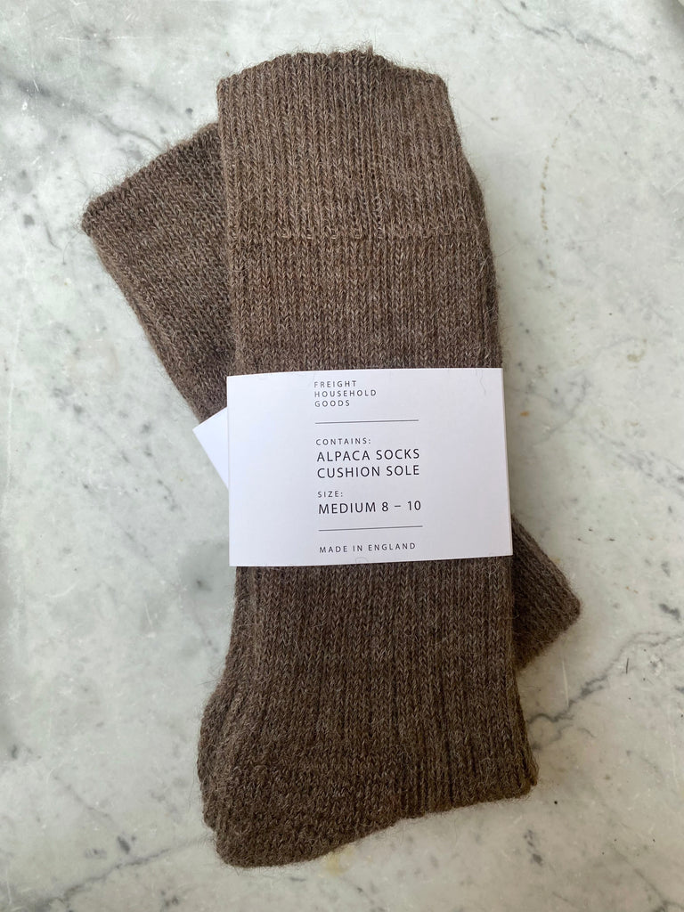 Alpaca Cushion Sole Socks - Brown