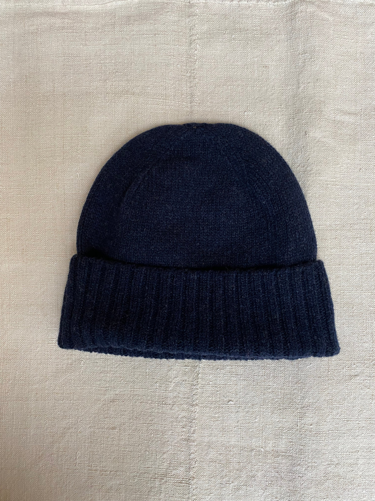 Plain Knit Beanie Hat with Cashmere