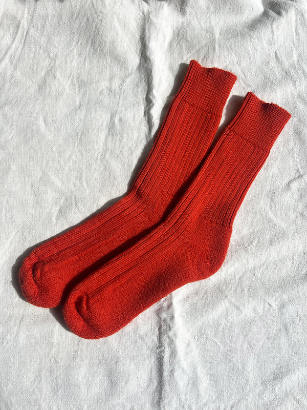 Unisex Alpaca Cushion Sole Socks in Burnt Orange
