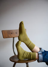 Alpaca Cushion Sole Socks in Greengage