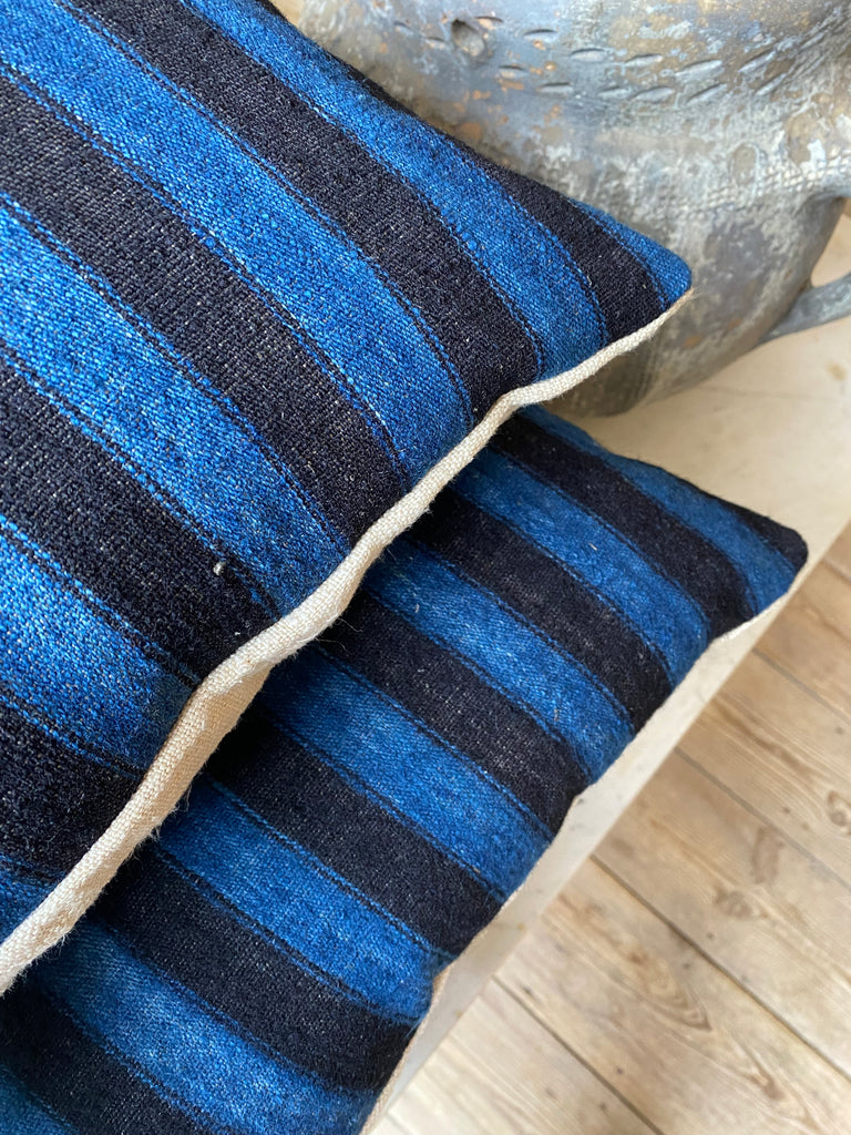 Vintage striped fabric made into cushions