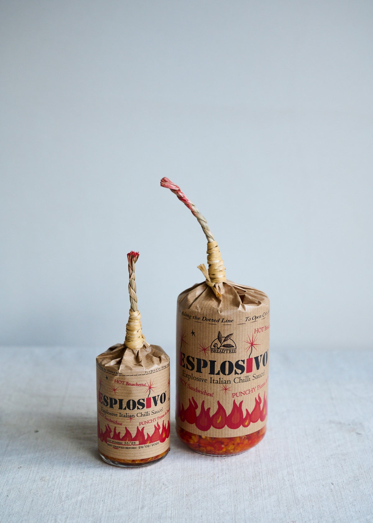 Esplosivo chilli paste in a large jar and a small jar