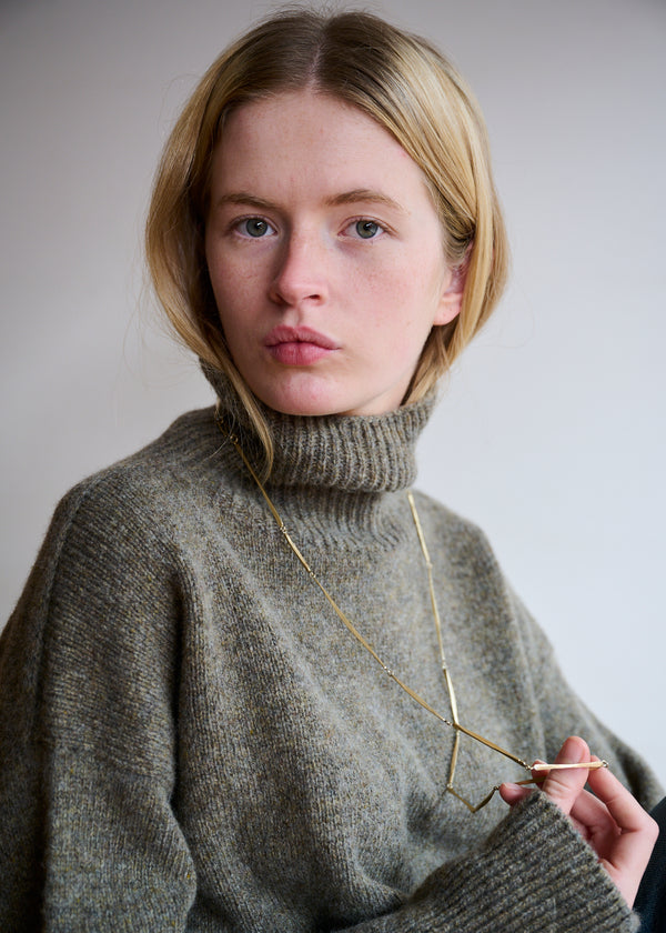 Gold Vermeil long hammered linear necklace