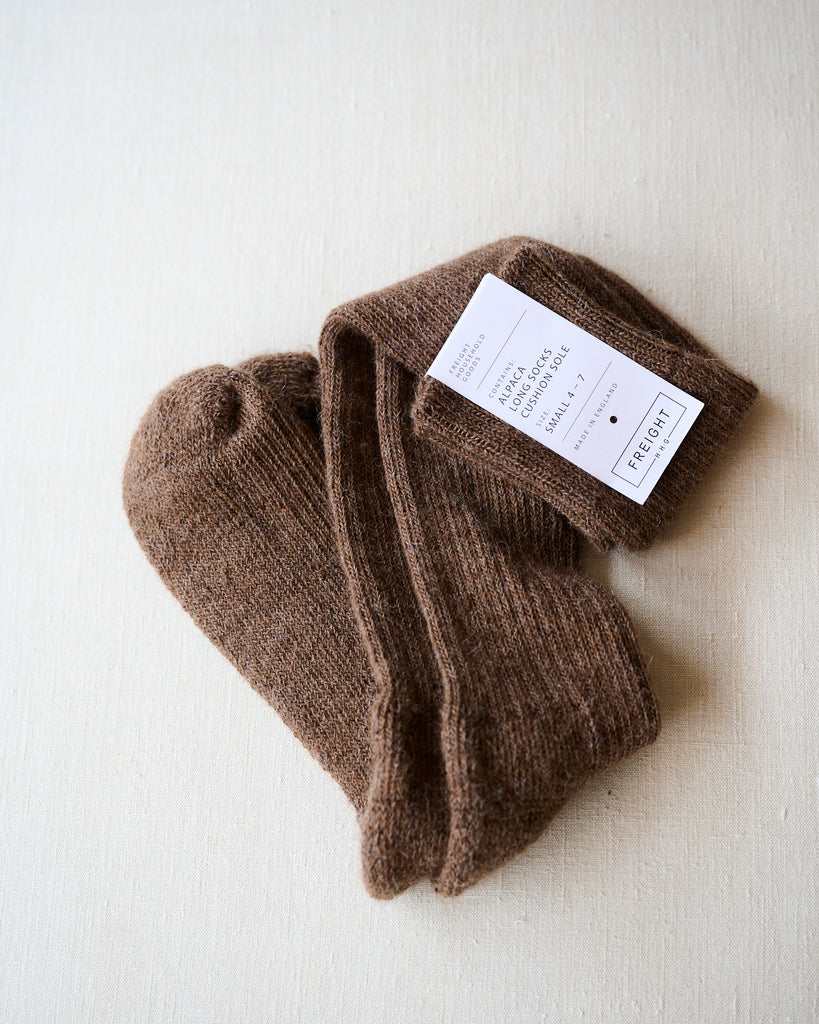 Soft Brown Alpaca long Socks