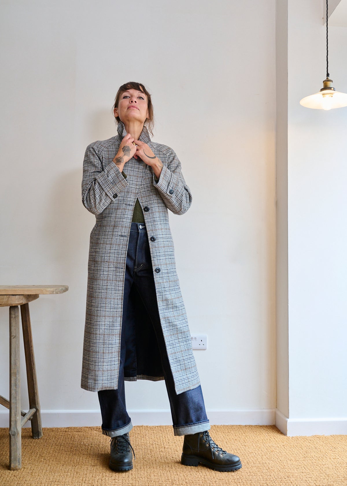 Woollen Coat in Check
