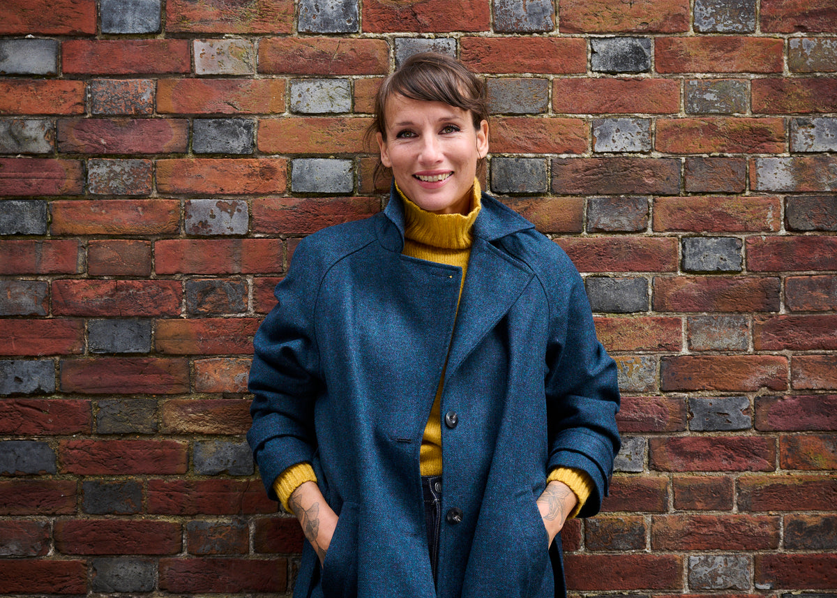 Woollen Coat in Blue Marl