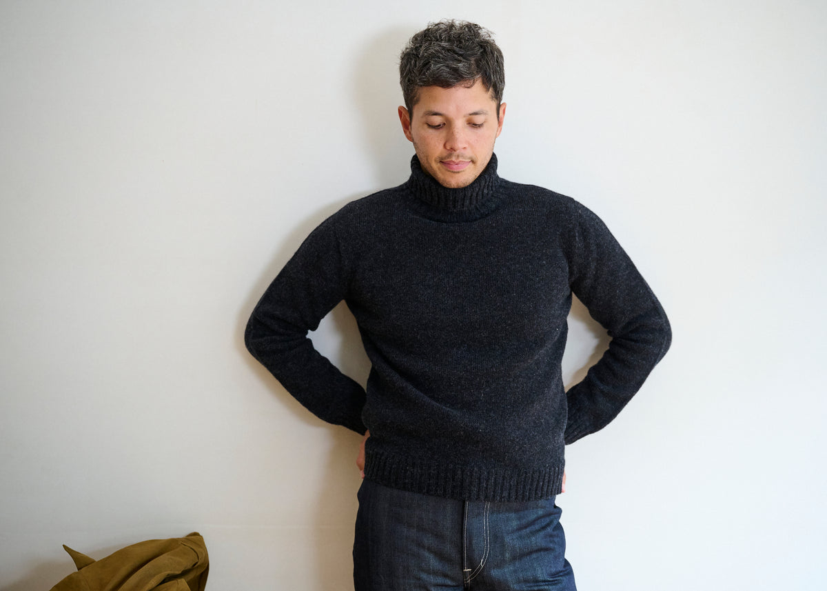 Men's Roll Neck Lambswool Plain Knit Jumper